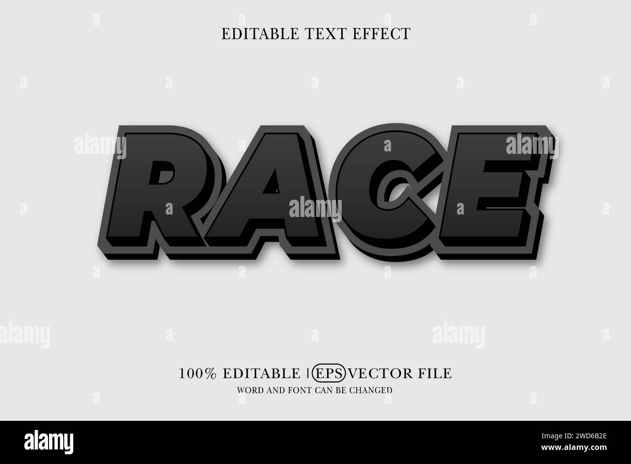 Texteffekt mit bearbeitbarem RACE 3D-Stil Stock Vektor