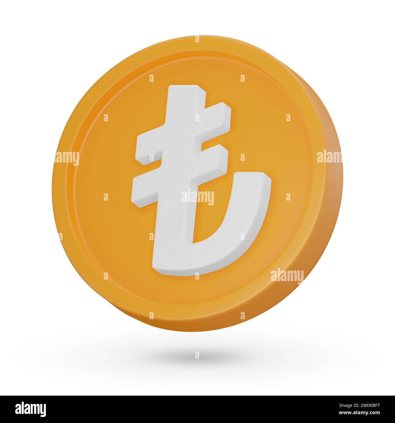 3D-Münze. Türkische Lira. Währungssymbol, 3D-Symbol. Vektorzeichen auf weißem Hintergrund isoliert. Stock Vektor