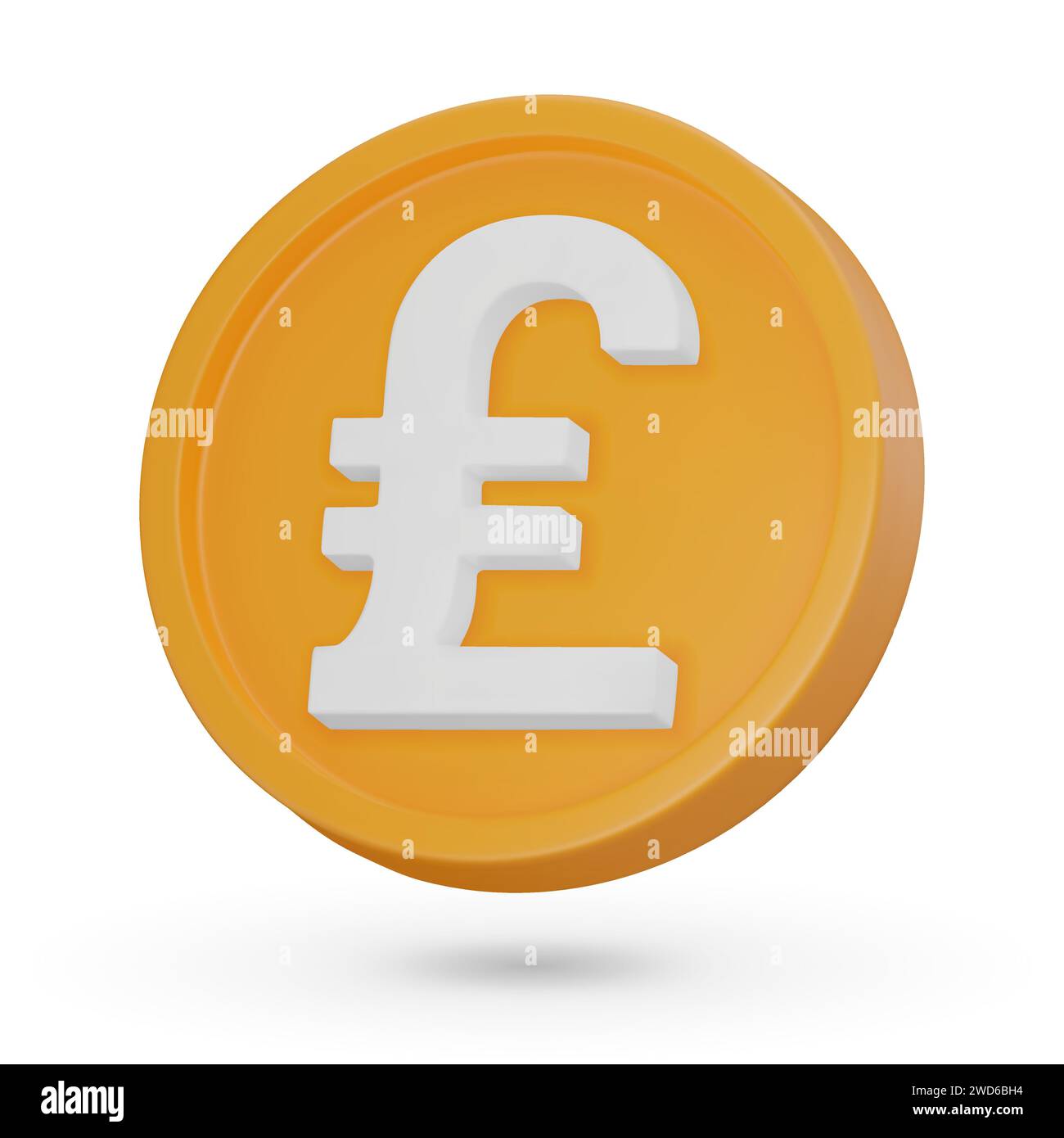 3D-Münze. Pfund Sterling. Währungssymbol, 3D-Symbol. Vektorzeichen auf weißem Hintergrund isoliert. Stock Vektor