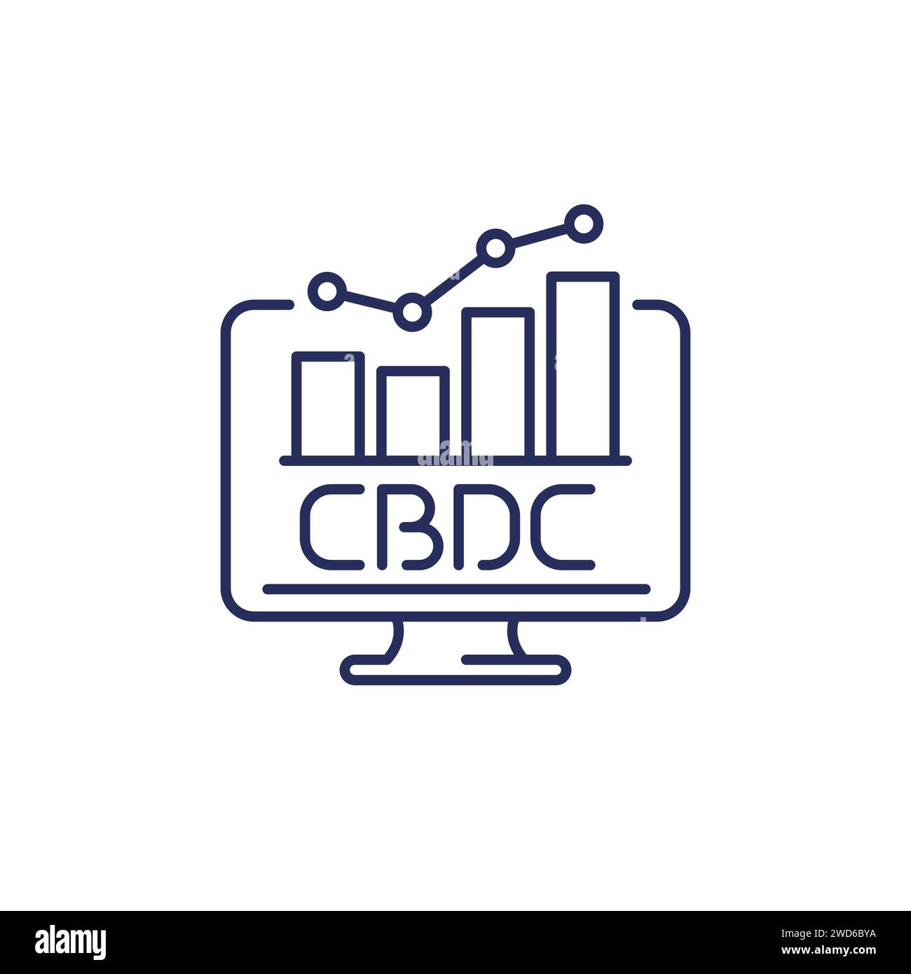 CBDC-Liniensymbol mit einem Diagramm Stock Vektor
