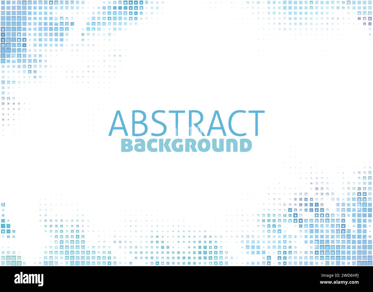 Abstrakter Mosaikhintergrund mit kleinen blassblauen Quadraten auf weißem Hintergrund. Gepunktete Vektorgrafik mit Rastereffekt Stock Vektor