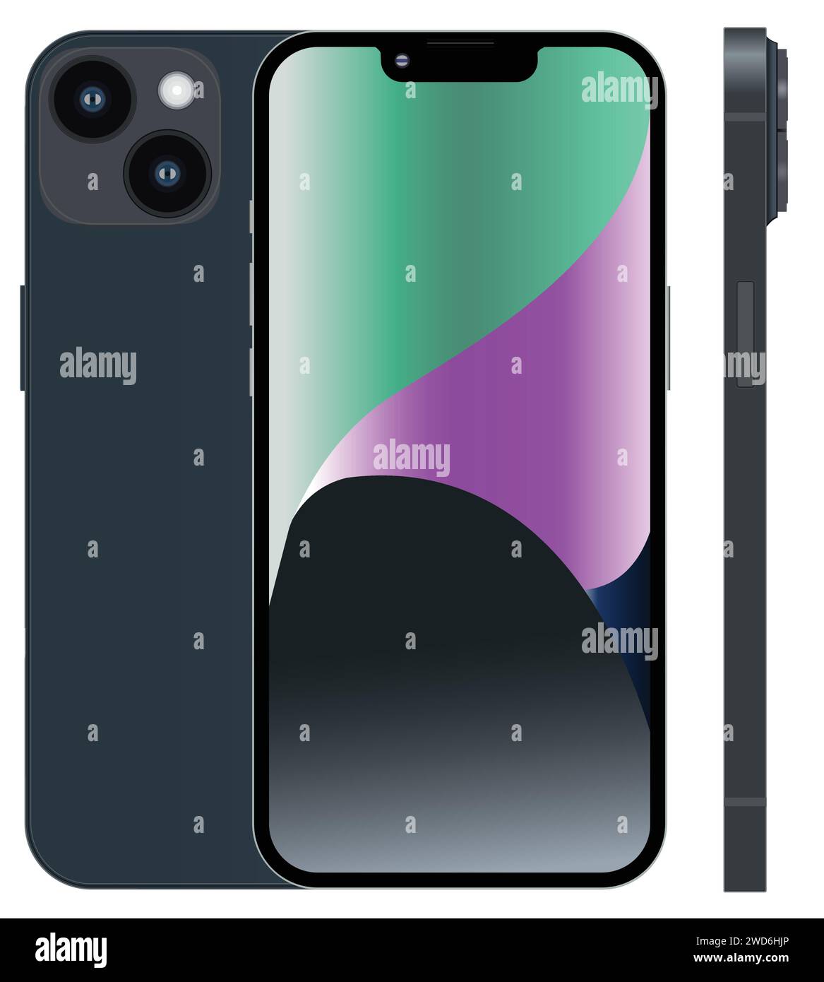 Mobile Sample Technology, Smartphone Schwarz Farbe, mobiles Modell Stock Vektor