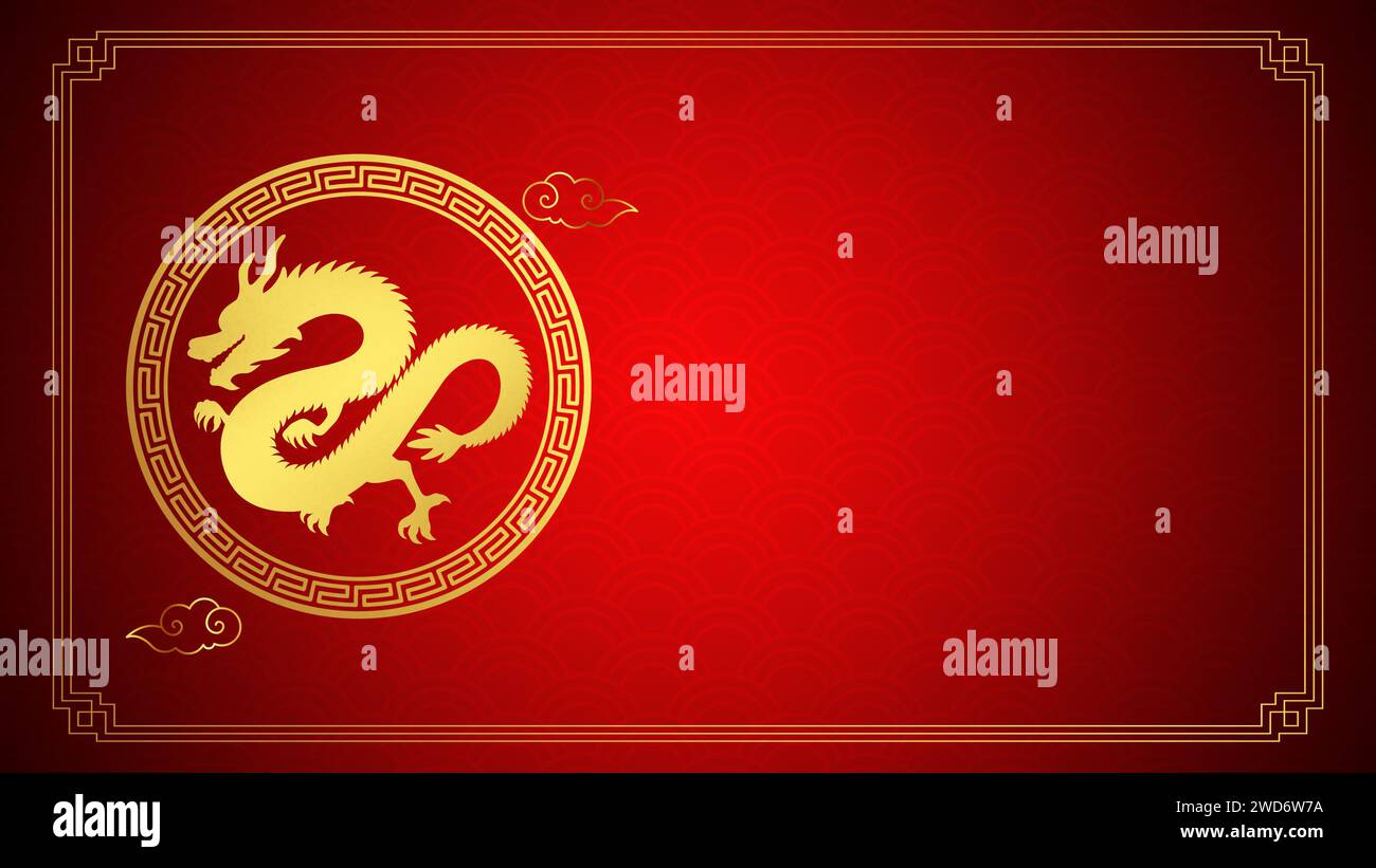 Happy chinese New Year 2024 das Drachen Tierkreiszeichen mit Copyspace Stockfoto