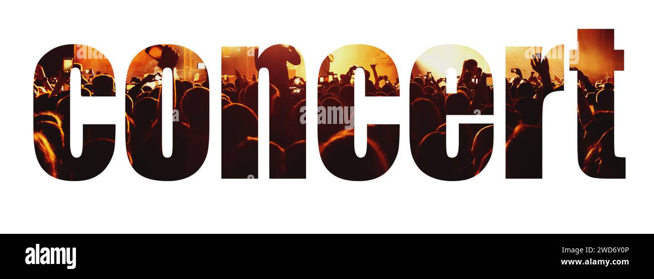 Kreatives Textkonzert. Menschenmenge live Stockfoto
