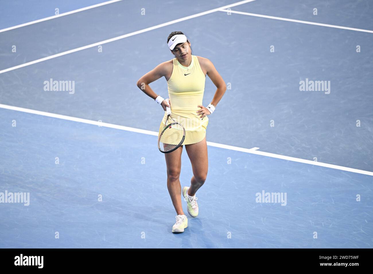 Emma Raducanu während des Australian Open AO 2024 Grand Slam Tennis Turniers am 18. Januar 2024 im Melbourne Park in Australien. Foto Victor Joly / DPPI Stockfoto