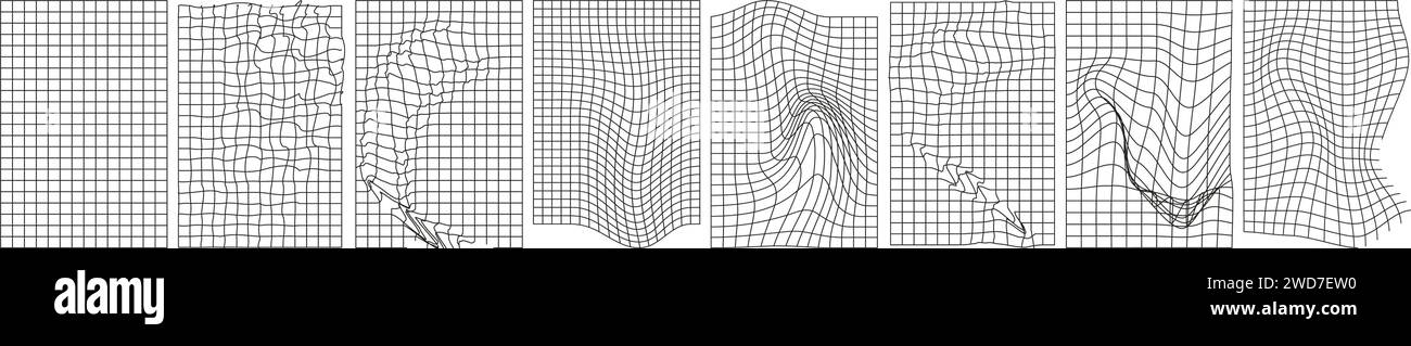 Verzerrte vertikale Rasterbanner setzen Vektorillustration Stock Vektor