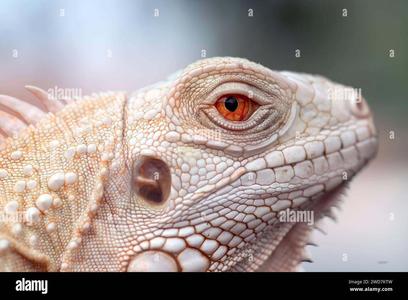 Nahaufnahme eines Albino-Leguans Stockfoto