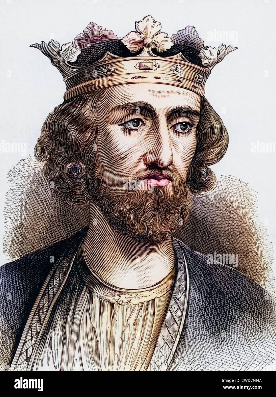 Edward I. (1239–1307), König von England ab 1272, bekannt als Edward Longshanks wegen seiner überdurchschnittlichen Körpergröße und Hammer of the Scots wegen seiner Feldzüge gegen Schottland, ein Mitglied der Plantagenet-Dynastie, Historisch, digital restaurierte Reproduktion von einer Vorlage aus dem 19. Jahrhundert, Datum nicht angegeben Stockfoto
