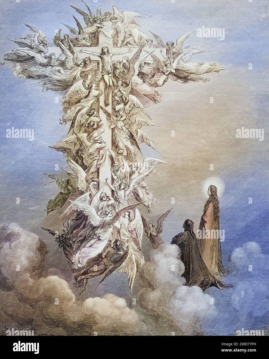 Illustration für Paradiso, die Göttliche Komödie von Dante Alighieri Canto von Gustave Dore 1832-1883, französischer Künstler, Inferno, Hölle, Paradies, Engel, Verdammnis, Historisch, digital restaurierte Reproduktion von einer Vorlage aus dem 19. Jahrhundert, Datum nicht angegeben Stockfoto