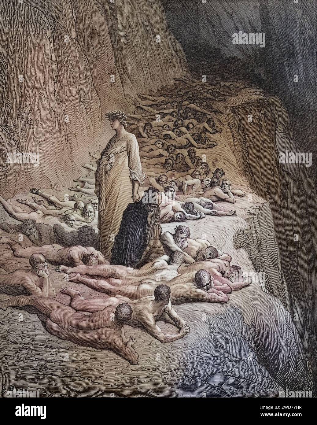 Illustration für Purgatorio von Dante Alighieri Canto von Gustave Dore 1832-1883, französischer Künstler, Inferno, Hölle, Paradies, Engel, Verdammnis, Historisch, digital restaurierte Reproduktion von einer Vorlage aus dem 19. Jahrhundert, Datum nicht angegeben Stockfoto