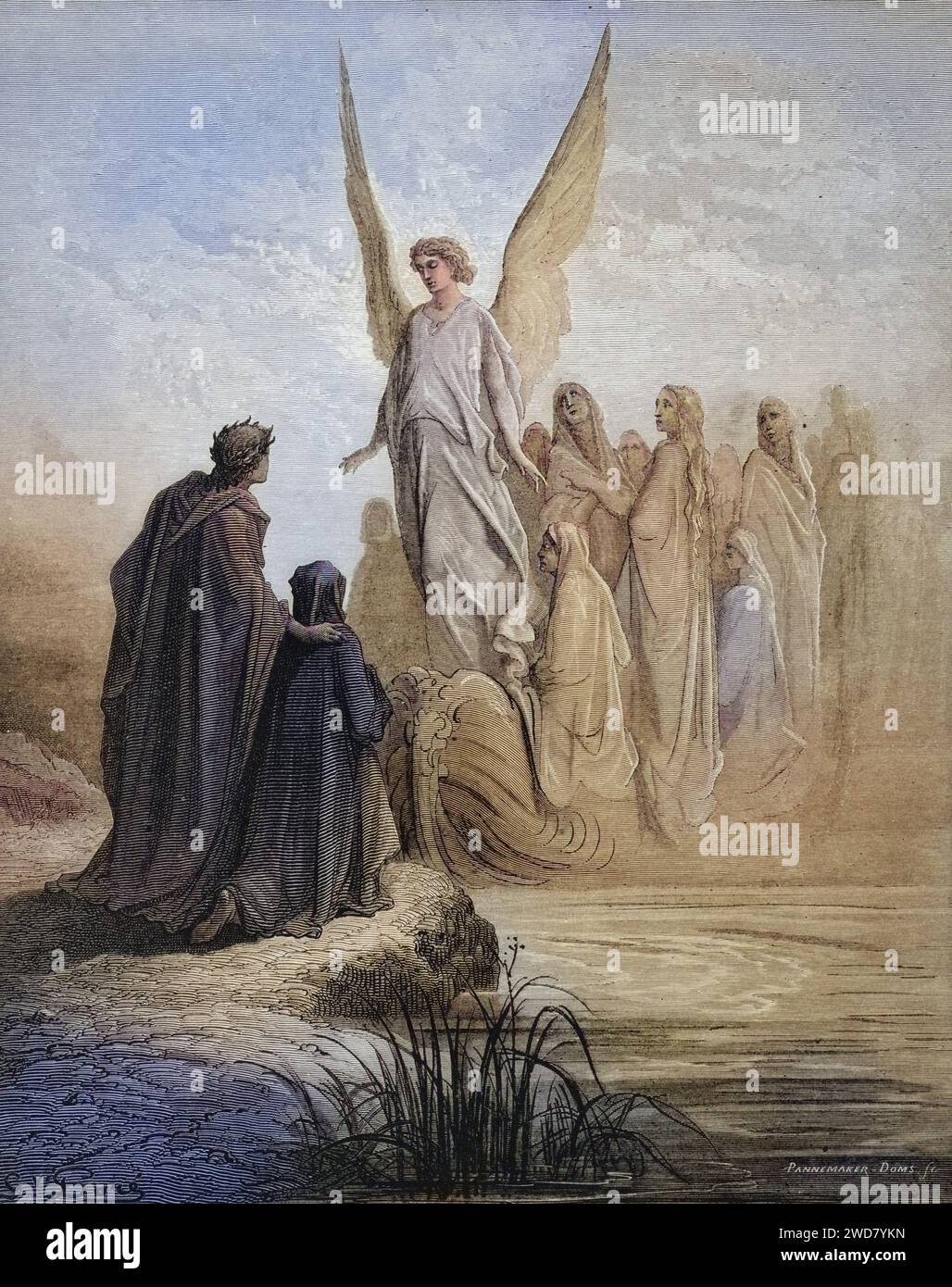 Illustration für Purgatorio von Dante Alighieri Canto, von Gustave Dore 1832-1883, französischer Künstler, Inferno, Hölle, Paradies, Engel, Verdammnis, Historisch, digital restaurierte Reproduktion von einer Vorlage aus dem 19. Jahrhundert, Datum nicht angegeben Stockfoto