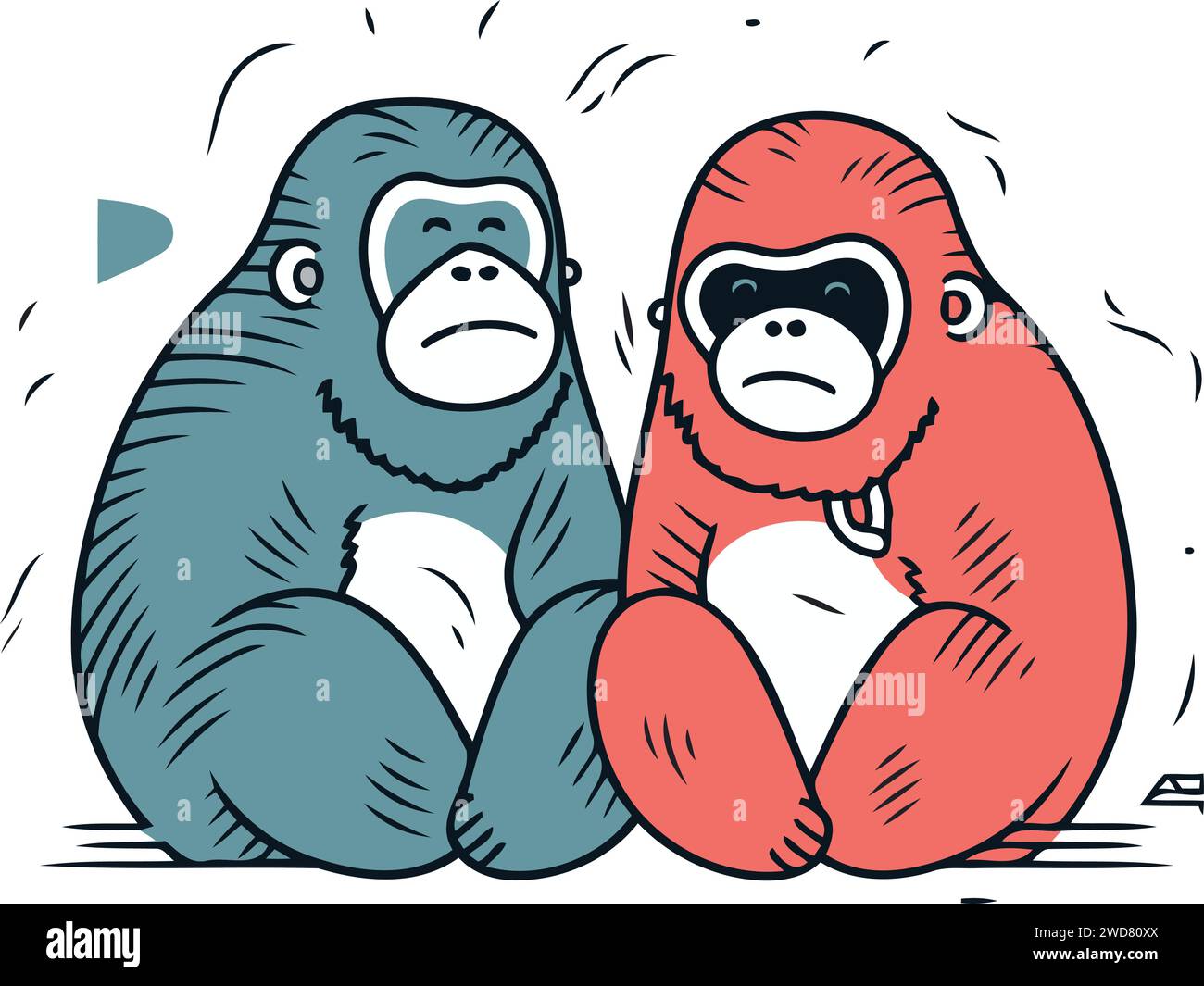 Gorilla und Affe. Hand gezeichnete Vektor-Illustration im Cartoon-Stil. Stock Vektor