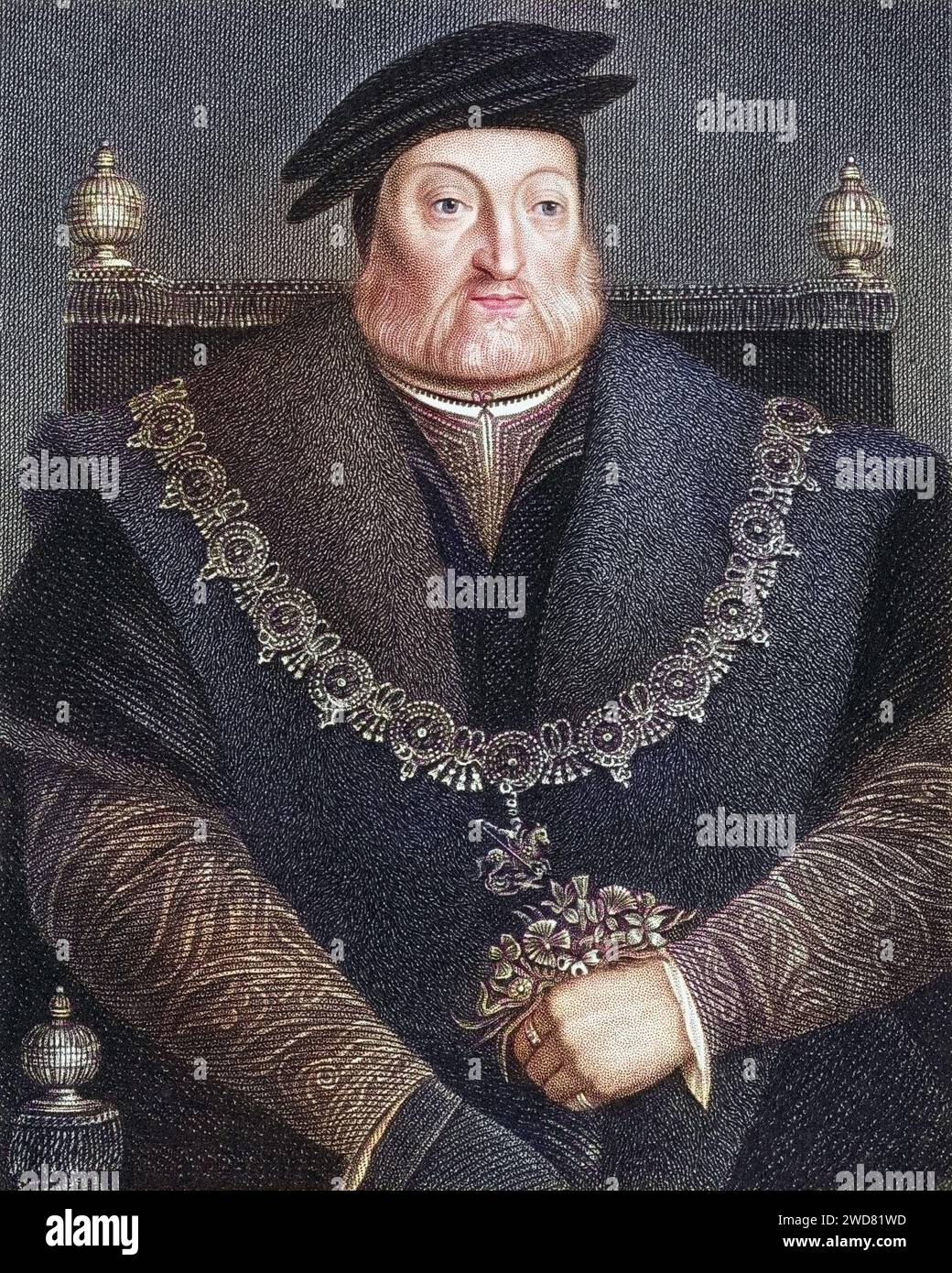 Charles Brandon, 1. Herzog von Suffolk, Viscount Lisle um 1484/1545. Englischer Höfling. Aus dem Buch Lodge's British Portraits erschienen in London 1823., Historisch, digital restaurierte Reproduktion von einer Vorlage aus dem 19. Jahrhundert, Datum nicht angegeben Stockfoto