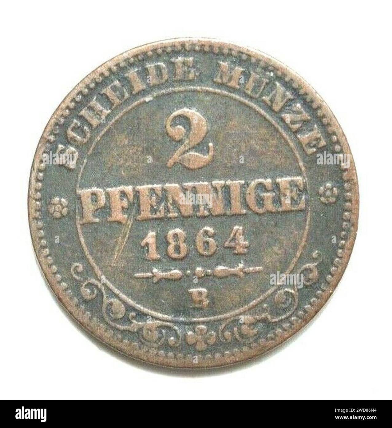 2 Pfennige - Königreich Sachsen (1864) Aleksus24 01. Stockfoto