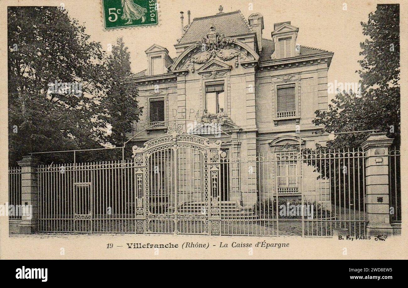 19 - Villefranche (Rhône) - La Caisse d'Epargne. Stockfoto