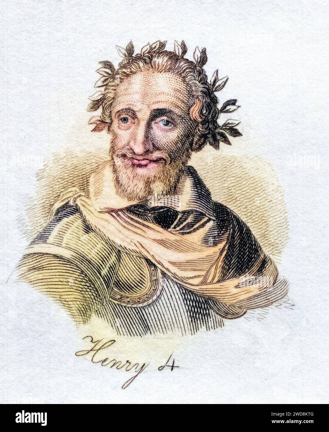 Heinrich IV Alias Heinrich von Navarra oder Bourbon 1553-1610 König von Navarra als Heinrich III 1572-89 erster bourbonischer König von Frankreich 1589-1610 aus dem Buch Crabbs Historical Dictionary aus 1825, Historisch, digital restaurierte Reproduktion von einer Vorlage aus dem 19. Jahrhundert, Datum nicht angegeben Stockfoto