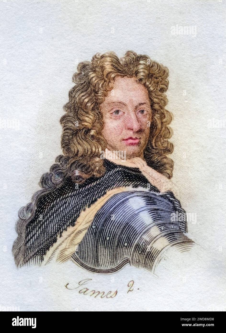 James II alias Duke of York 1633-1701 König von Großbritannien und König von Schottland als James VII aus dem Buch Crabbs Historical Dictionary aus 1825, Historisch, digital restaurierte Reproduktion von einer Vorlage aus dem 19. Jahrhundert, Datum nicht angegeben Stockfoto
