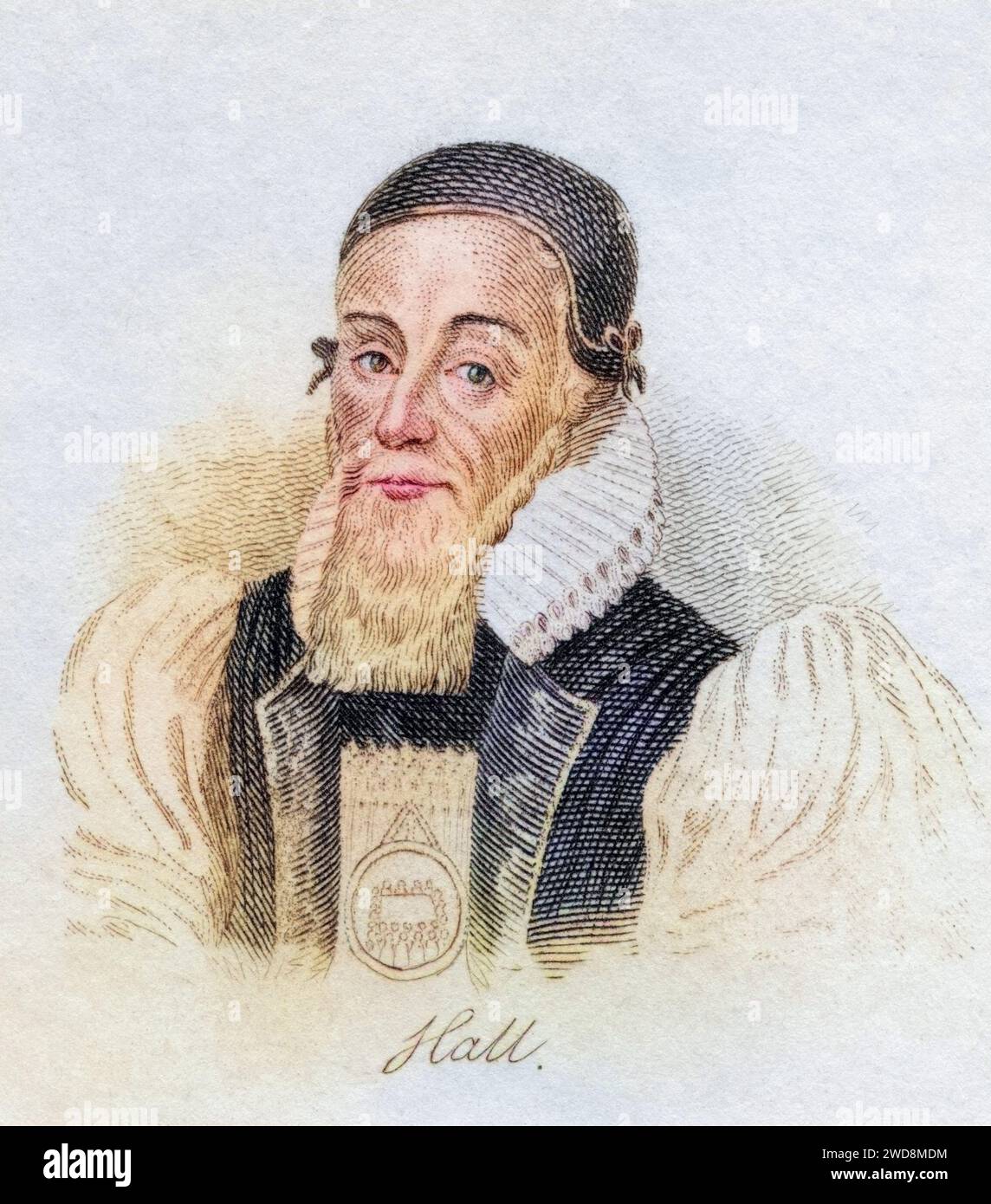 Joseph Hall 1574 - 1656 Englischer Bischof und Satiriker aus dem Buch Crabbs Historical Dictionary aus 1825, Historisch, digital restaurierte Reproduktion von einer Vorlage aus dem 19. Jahrhundert, Datum nicht angegeben Stockfoto