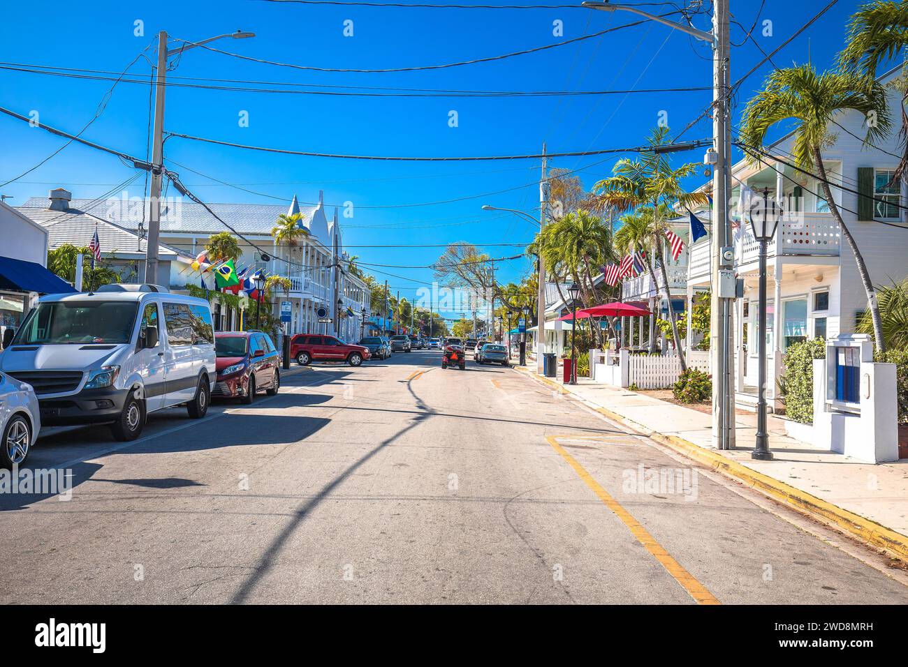 Key West szenischer Blick auf die Duval Street, South Florida Keys, Vereinigte staaten von Amerika Stockfoto