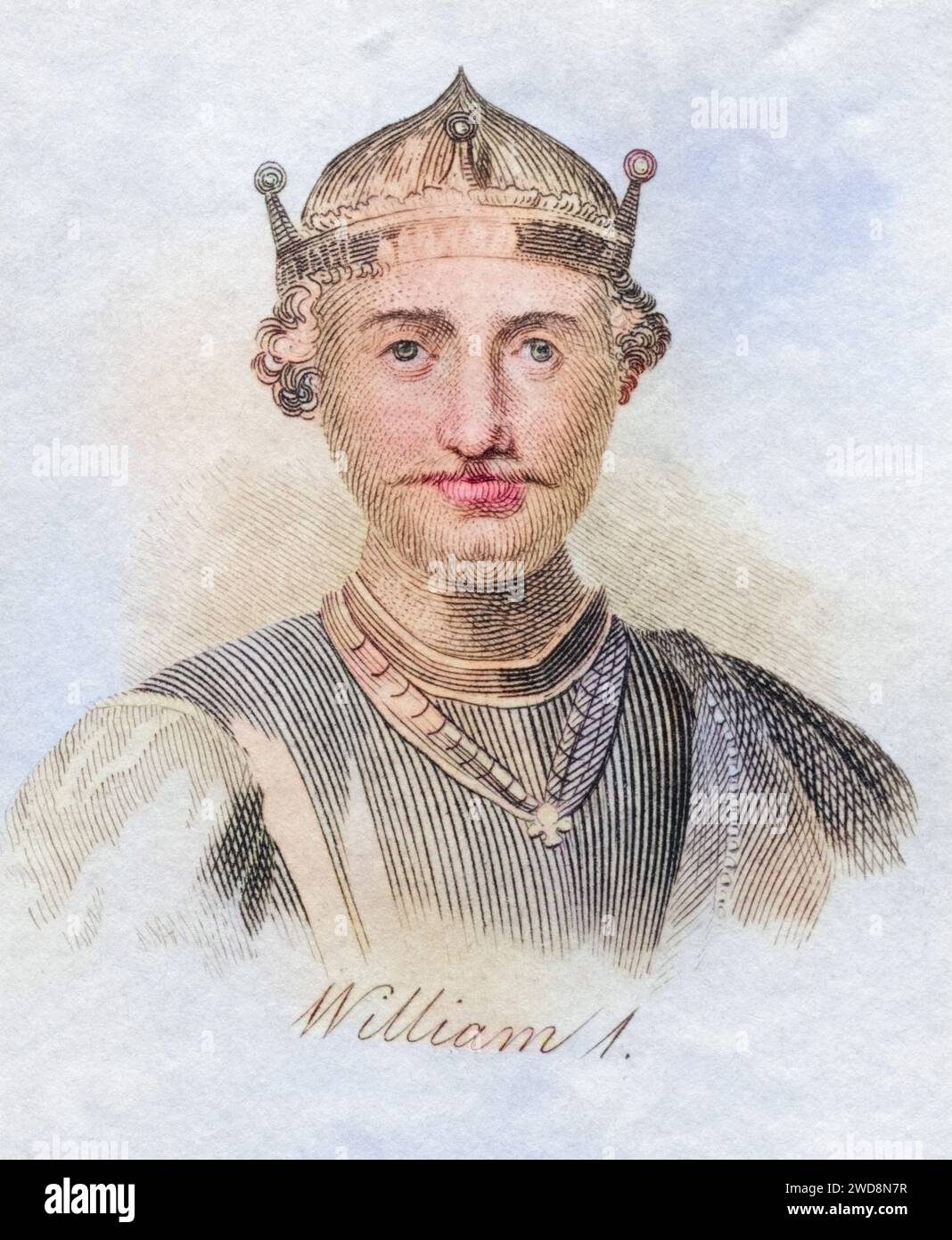 Wilhelm I. der Eroberer 1027-1087 erster normannischer König von England, Historisch, digital restaurierte Reproduktion von einer Vorlage aus dem 19. Jahrhundert, Datum nicht angegeben Stockfoto