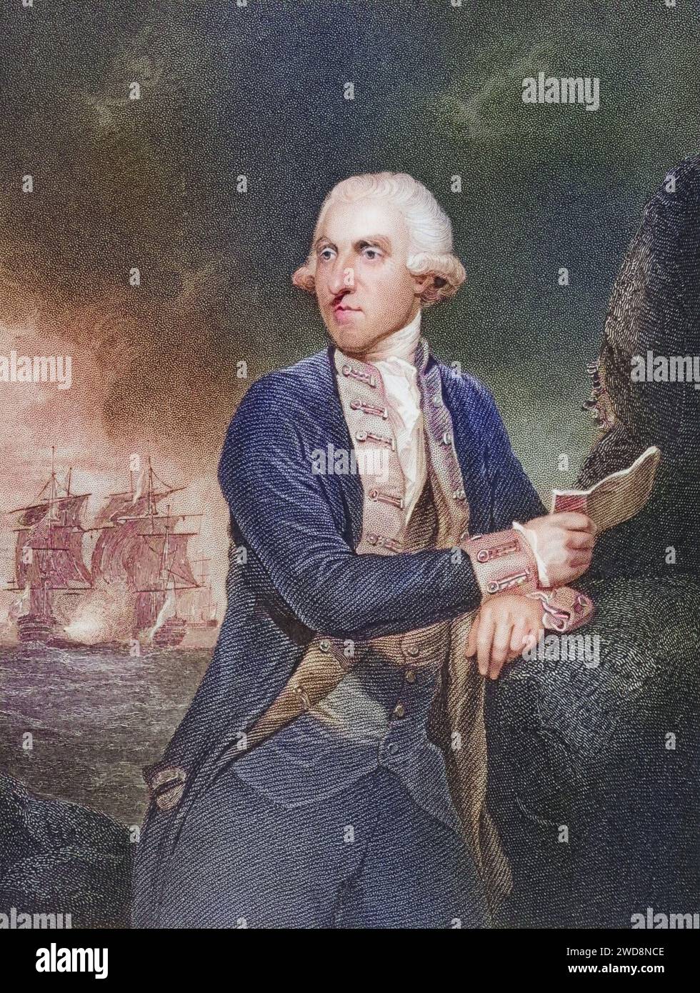 Samuel Hood, 1. Viscount Haube, 1724-1816. Britischer Admiral, Historisch, digital restaurierte Reproduktion von einer Vorlage aus dem 19. Jahrhundert, Datum nicht angegeben Stockfoto