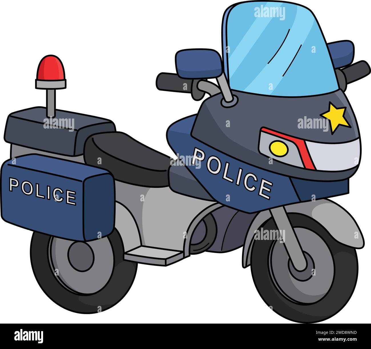 Polizei Motorrad Cartoon Farbige Clipart Stock Vektor