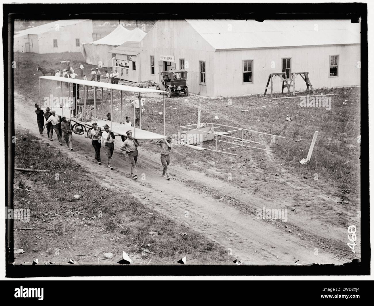 Wright Brothers Luftfahrtgeschichte - Flugzeugwrackung, College Park Aviation Field, 1911 Stockfoto