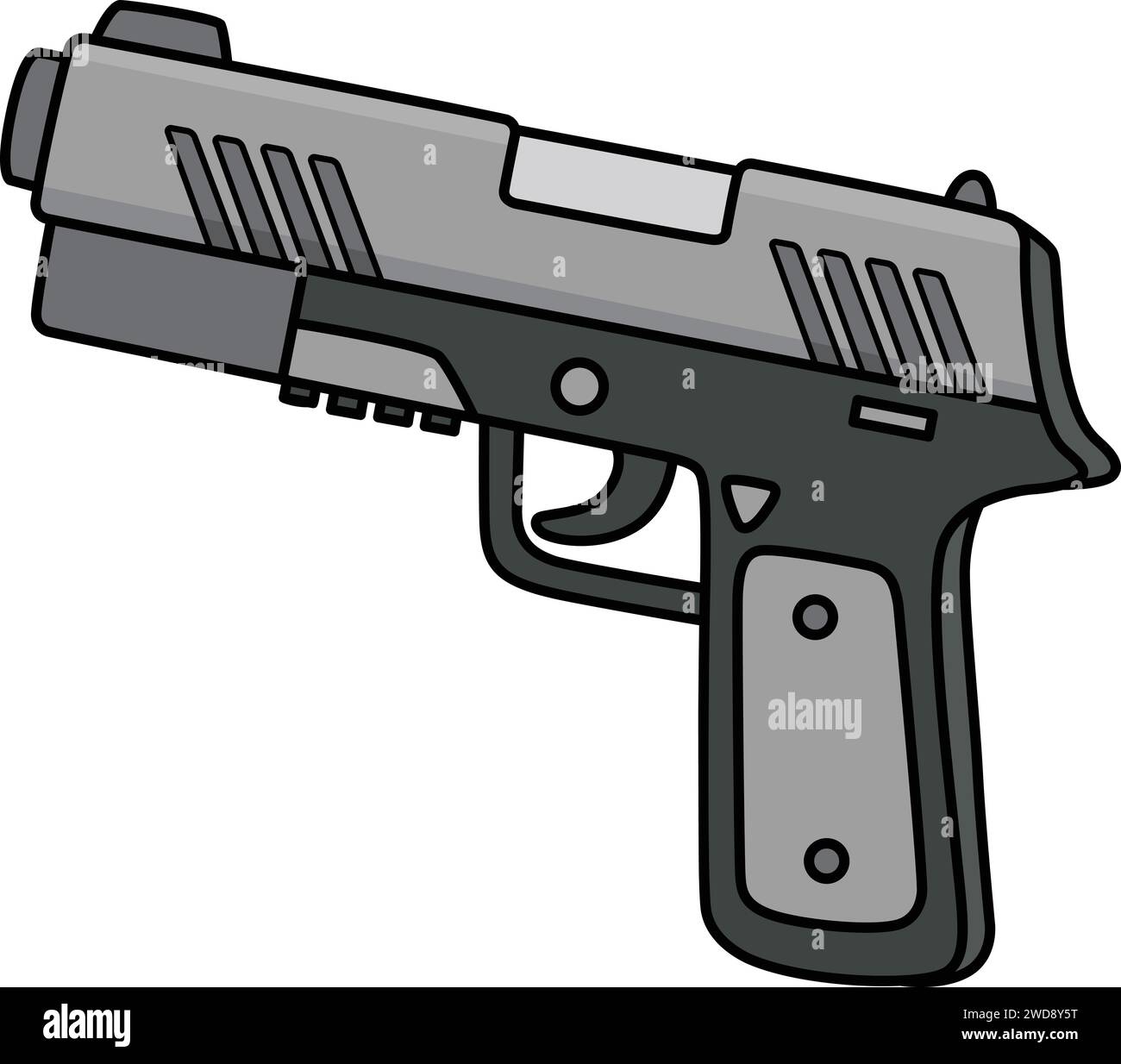 Polizist Handfeuerwaffe Cartoon Farbiger Clipart Stock Vektor