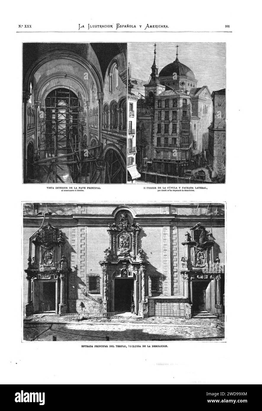 15.08.1876, La Ilustración Española y Americana, Madrid, Iglesia de Santo Tomás. Stockfoto