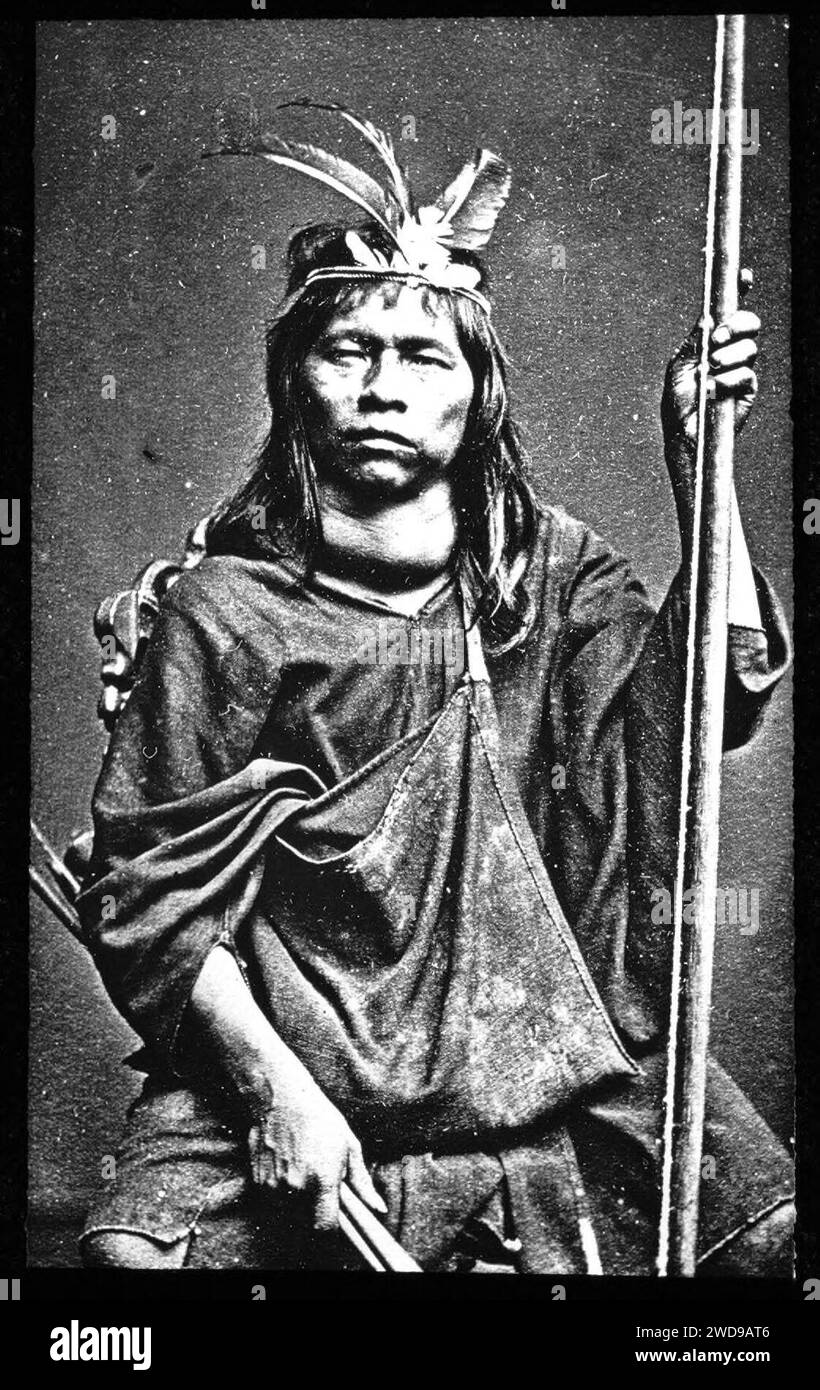 1880: Haut Amazone Indien Aguaruna. Stockfoto