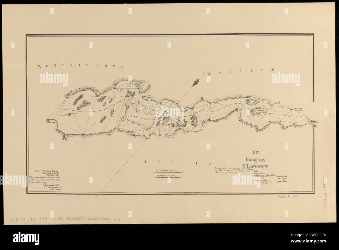 1891 Charts for the international border between the United States and the Dominion of Canada, gemäß dem 6. & 7. Artikel des Vertrags von Gent, von William A. Bird, David Thompson, Surveyors - 4 commonwealth 0z709292b. Stockfoto