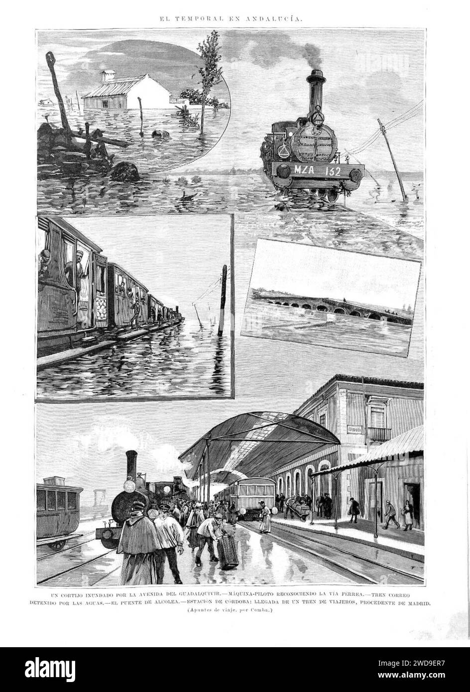 22.03.1892, La Ilustración Española y Americana, El temporal en Andalucía, Juan Comba. Stockfoto