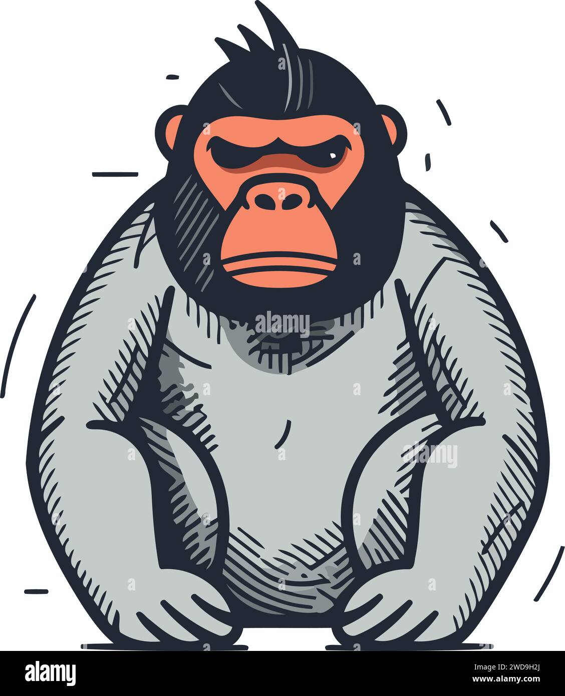 Schimpansenaffe. Hand gezeichnete Vektor-Illustration im Cartoon-Stil. Stock Vektor