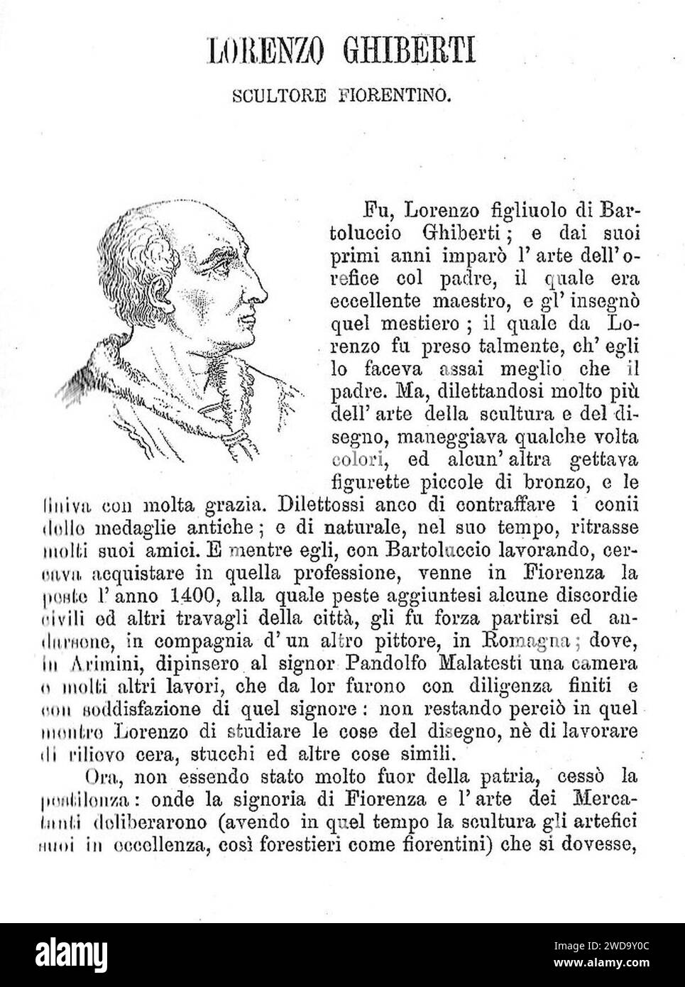 1913-Vasari-le-Vite-pag-259-Lorenzo-Ghiberti. Stockfoto