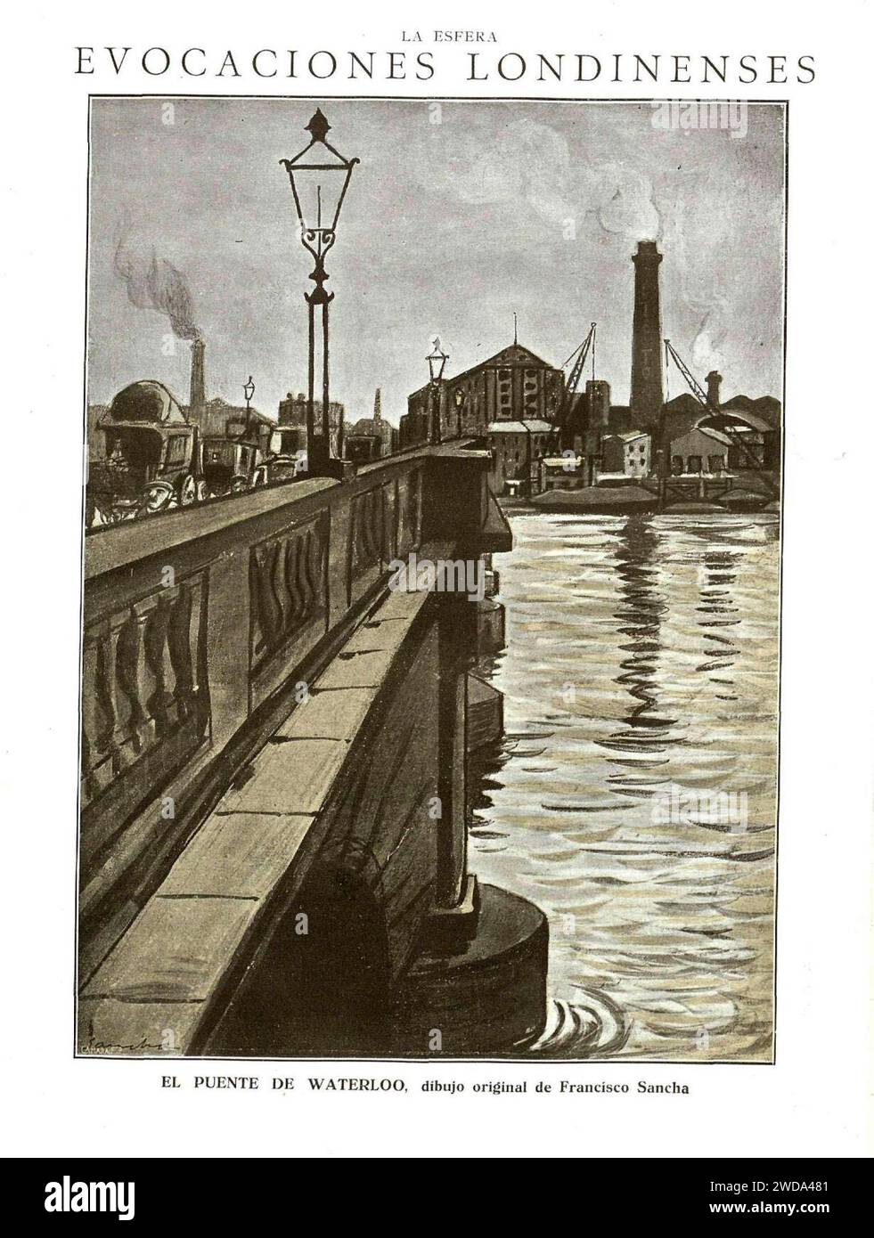 28. April 1923, La Esfera, Evocaciones londinenses. – El puente de Waterloo, Sancha. Stockfoto