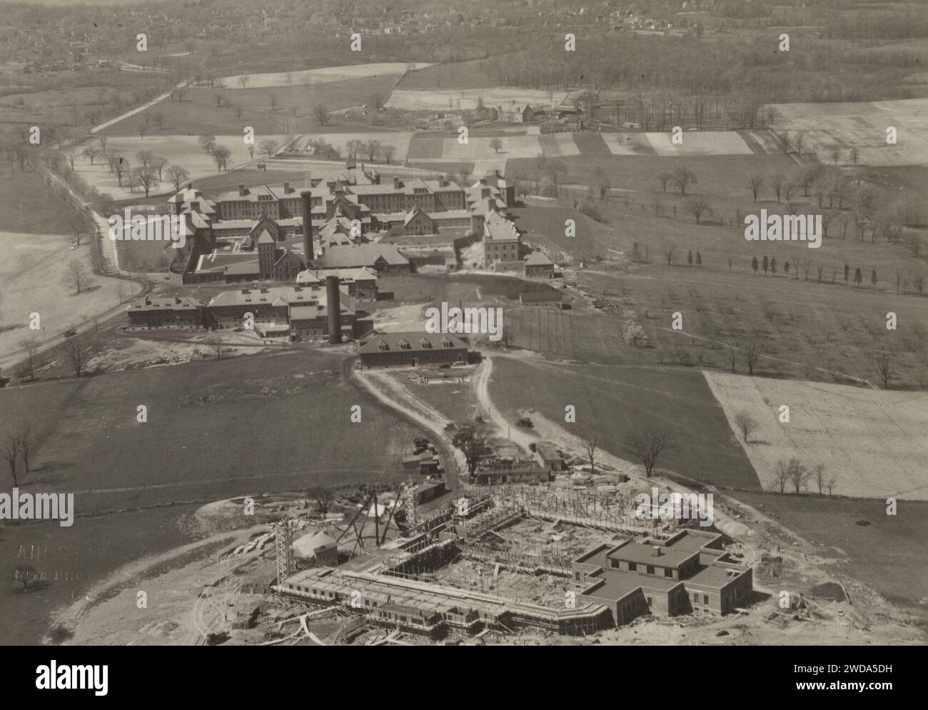 1926 Luftbild des Matteawan State Hospital for the Criminal Irre - New York - Matteawan New York - Matteawan - Stockfoto