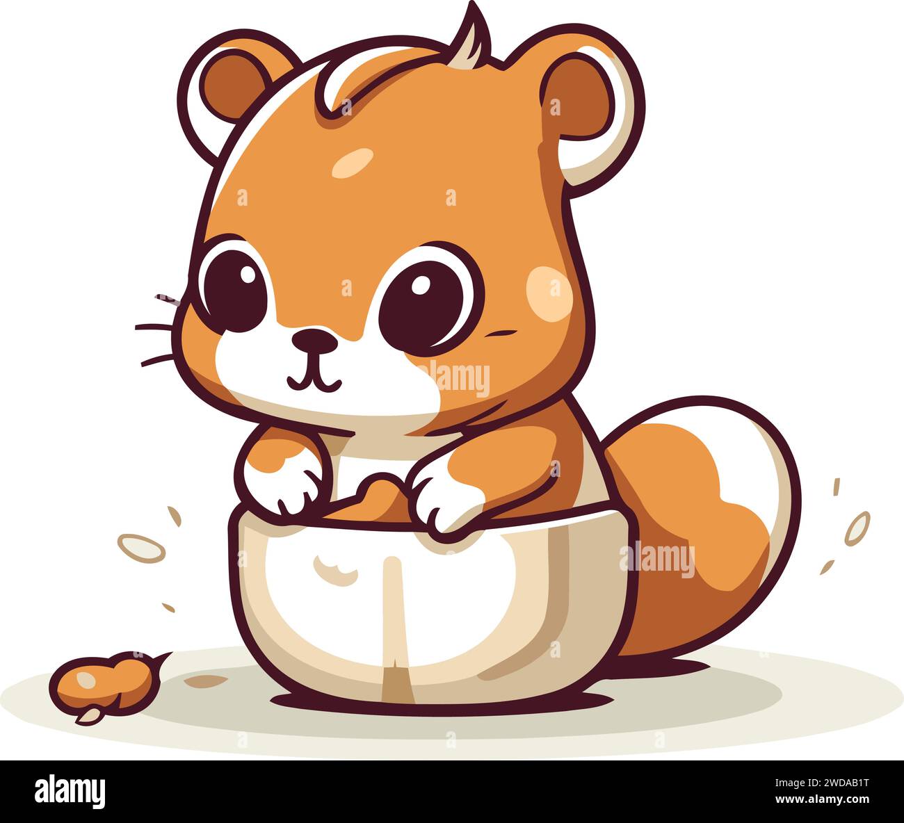 Niedliches, kleines Streifenhörnchen, das auf dem Ei sitzt. Vektor-Illustration. Stock Vektor