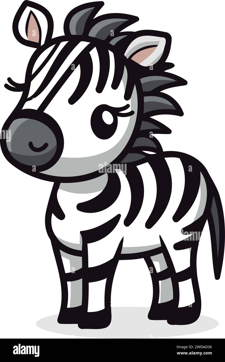 Niedliche Zebra Cartoon Maskottchen Figur Vektor Illustration. Stock Vektor