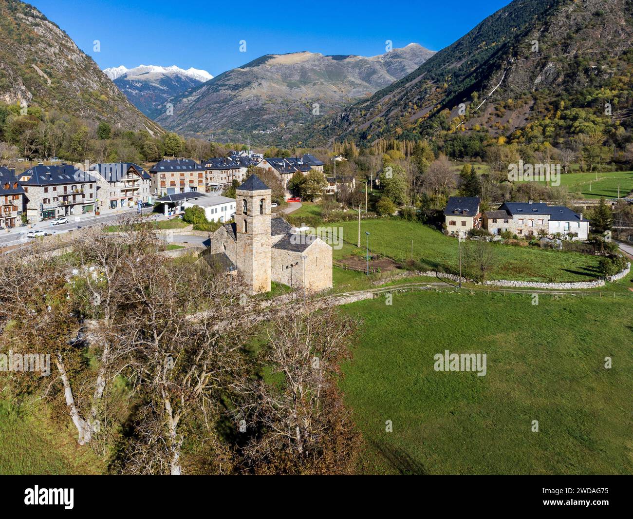 Sant Feliu de Barruera , Bohí-Tal (La Vall de Boí) Katalanische Region Alta Ribagorza, Provinz Lérida, Spanien Stockfoto