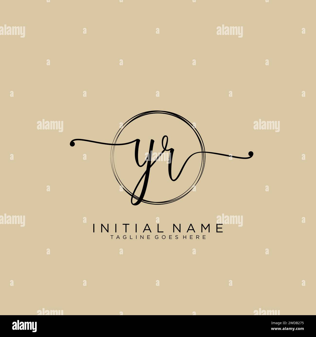 YR Initial Handschriftenlogo mit Kreis Stock Vektor