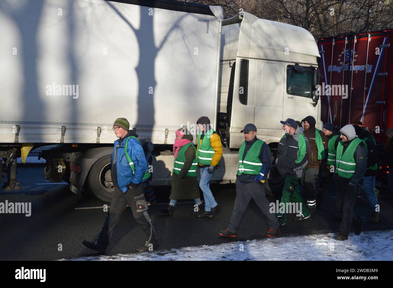 Berlin, Deutschland - 19. Januar 2024 - Demonstration von Truckern. (Foto: Markku Rainer Peltonen) Stockfoto