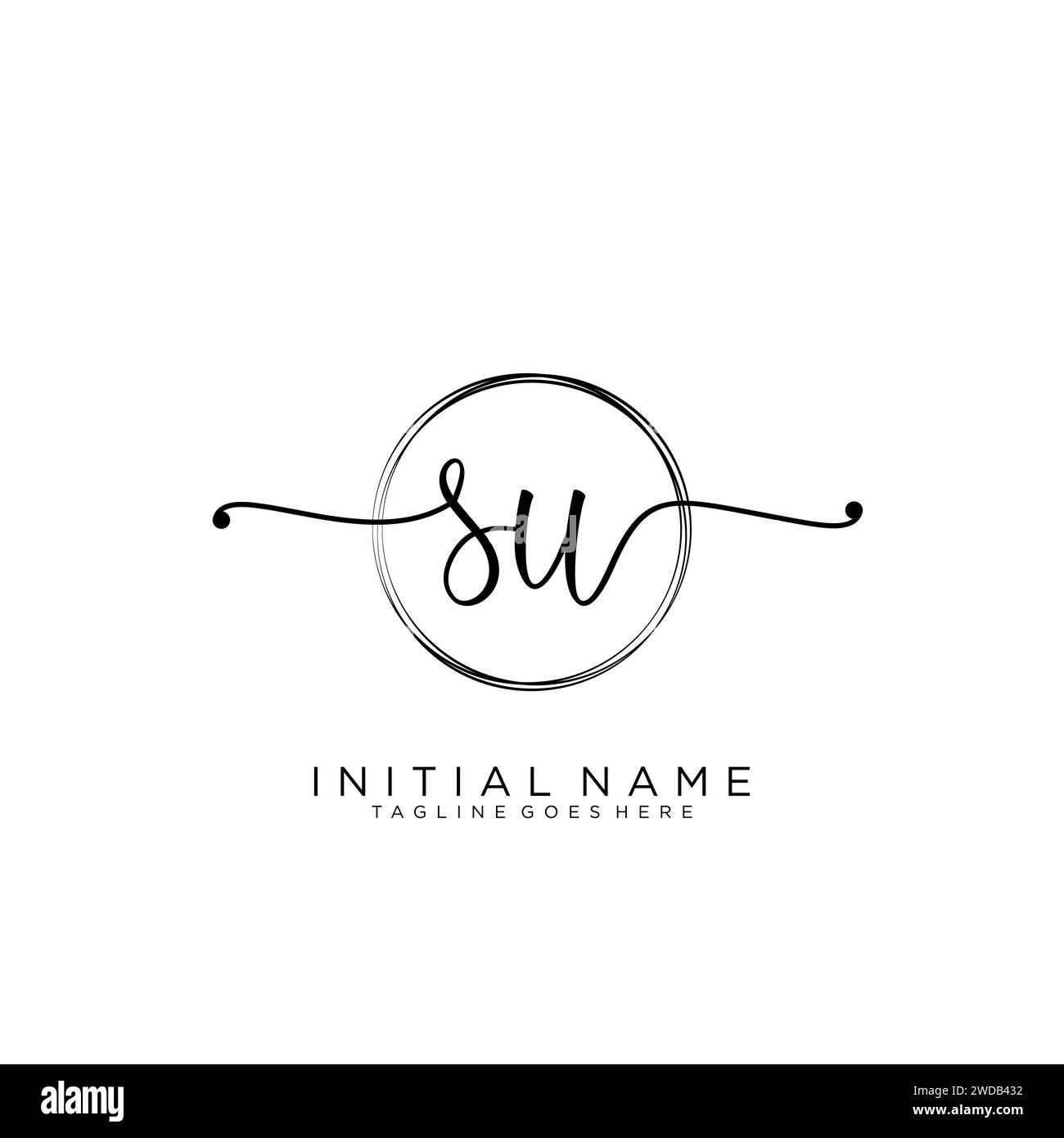 SU-Logo für die erste Handschrift mit Kreis # Stock Vektor