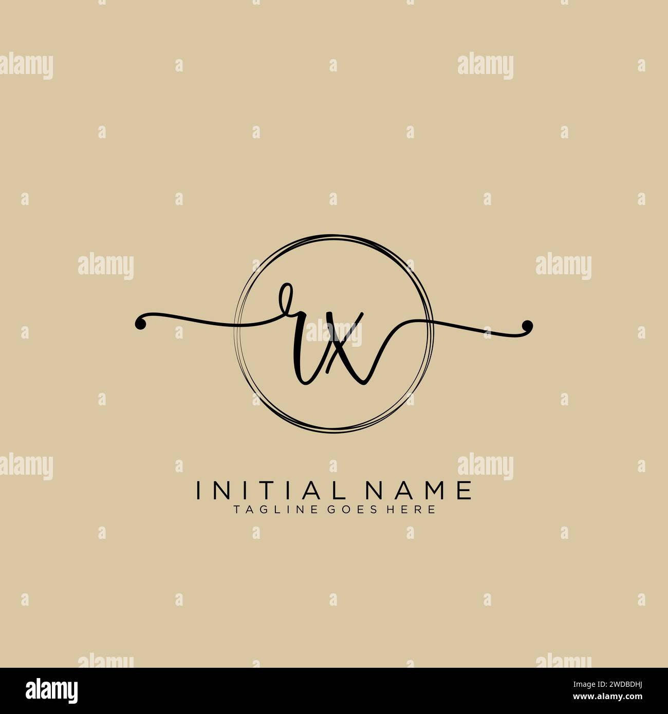RX Initial Handschriftenlogo mit Kreis Stock Vektor