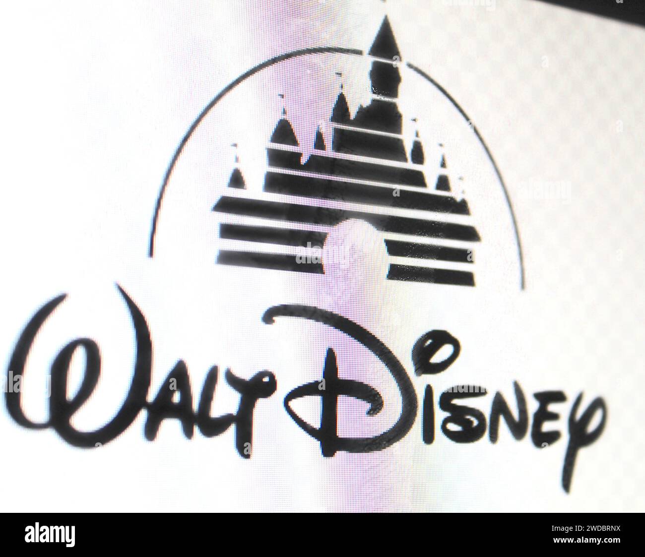 Dublin, Irland - 13. Februar 2024: Ein Foto des Walt Disney Logos auf einem Computerbildschirm. Stockfoto