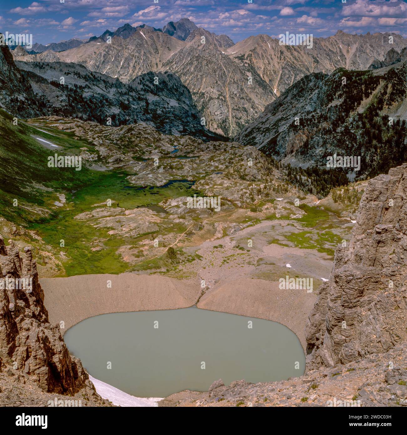 Schulgletscher, Upper Cascade Canyon, Mount Moran, Grand Teton National Park, Wyoming Stockfoto