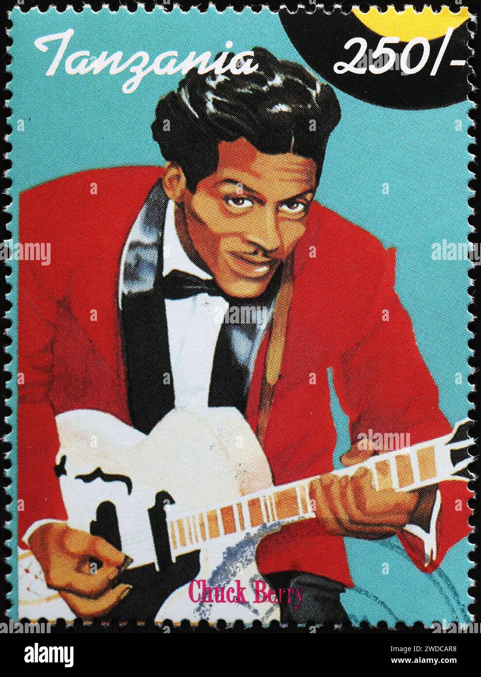 Chuck Berry auf Briefmarke von Tansania Stockfoto
