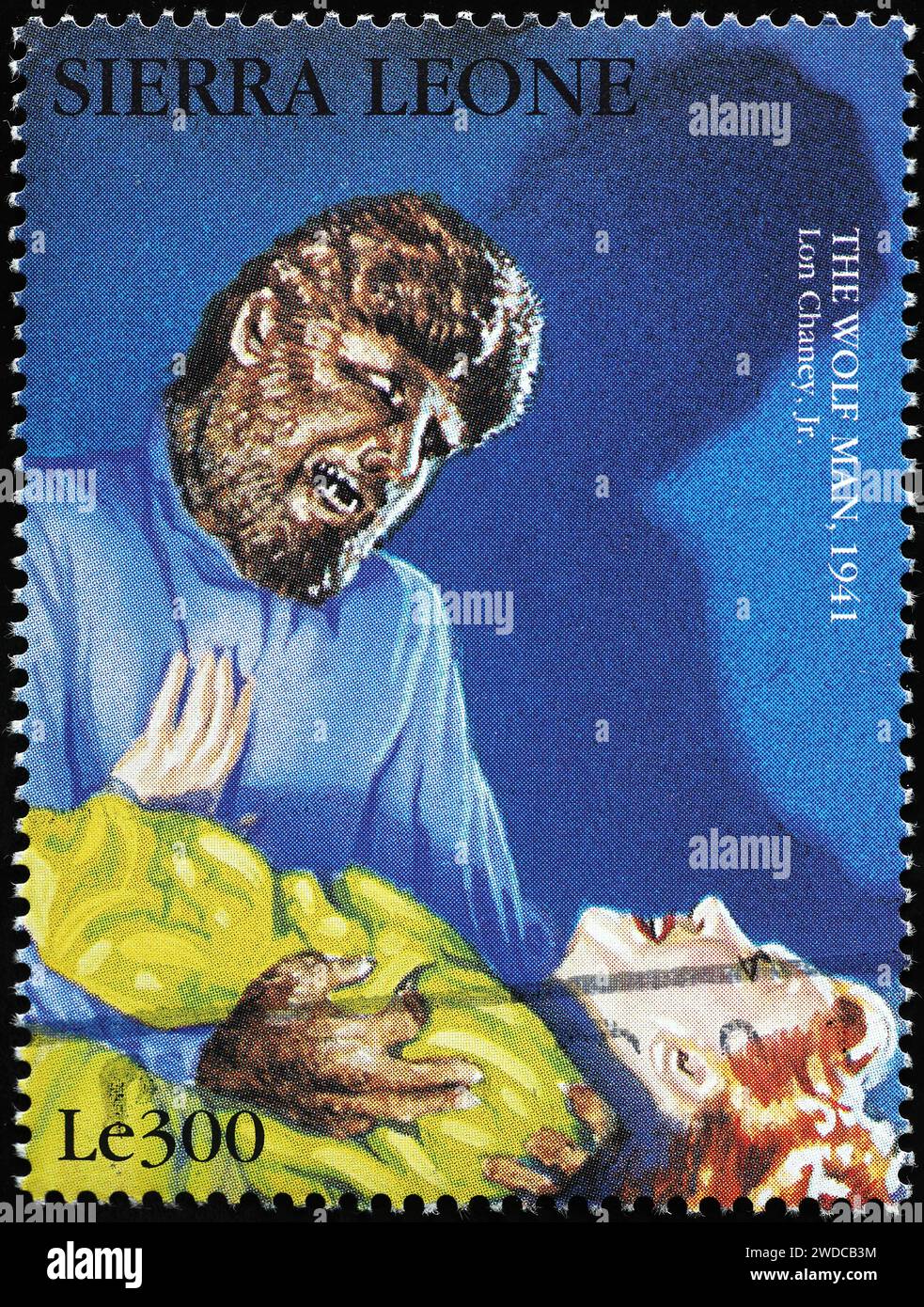 Horrorfilm "der Wolf" auf Briefmarke Stockfoto