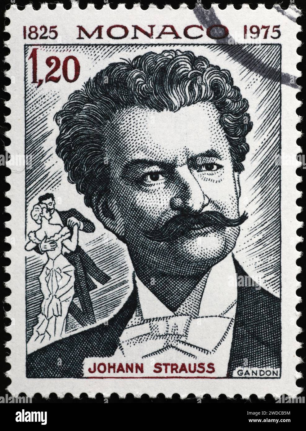 Johann Strauss auf der Briefmarke von Monaco Stockfoto