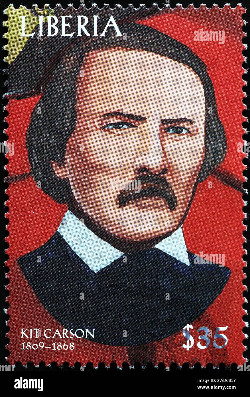 Kit Carson auf der Briefmarke Liberia Stockfoto