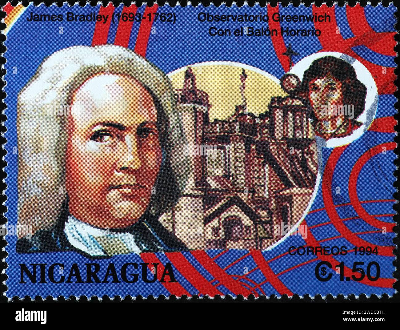 Wissenschaftler James Bradley auf Briefmarke Stockfoto